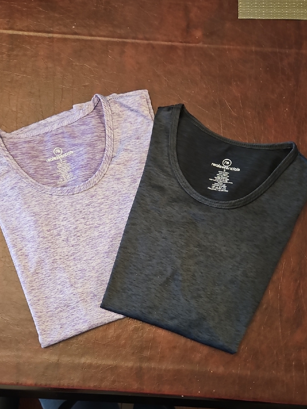 RealEssentials Black and Light Purple Women's Tees Sz Sm